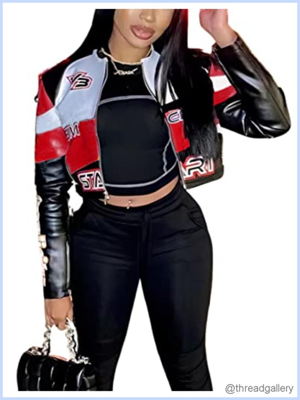 Women Faux Leather Moto Biker Jacket Zipper Cropped Bomber PU